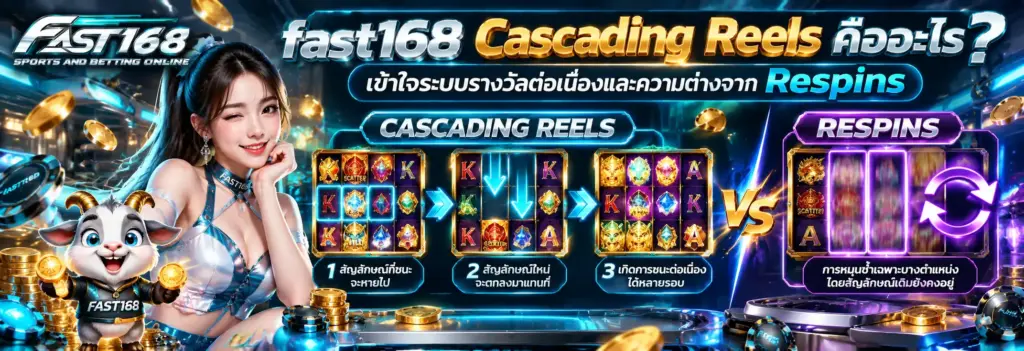 fast168 Cascading Reels คืออะไร เข้าใจระบบรางวัลต่อเนื่องและความต่างจาก Respins